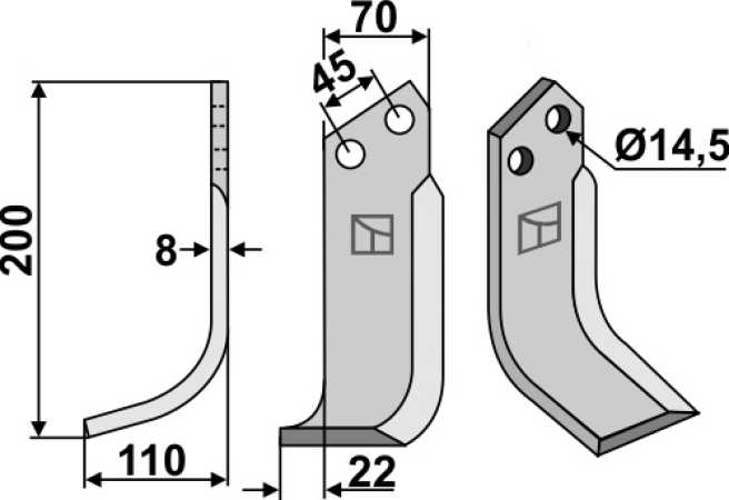 Fräsmesser 200x70mm, links